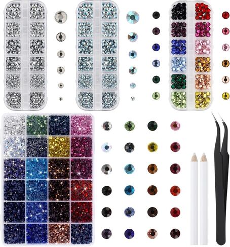 20000 Pcs Glass Hotfix Rhinestones for Bedazzling Mixed 24 Colors SS10, 12 Colors SS16, Bedazzling Kit Flatback Crystal AB Rhinestone with 2 Picking Pen 1 Tweezer for Crafting, Cloth, Nail in Saudi Arabia