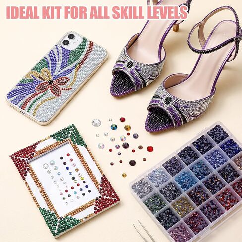 20000 Pcs Glass Hotfix Rhinestones for Bedazzling Mixed 24 Colors SS10, 12 Colors SS16, Bedazzling Kit Flatback Crystal AB Rhinestone with 2 Picking Pen 1 Tweezer for Crafting, Cloth, Nail in Saudi Arabia