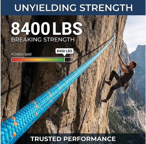 15-224 Double Braided Arborist Rope 0.55in. x 50ft. 8400 Lbs Breaking Strength Static Rope for Tree Work, Camping, Halyard, Swing, Sailing, Blue in Kuwait