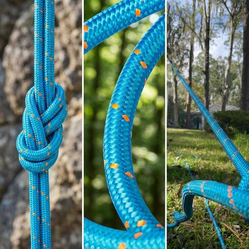 15-224 Double Braided Arborist Rope 0.55in. x 50ft. 8400 Lbs Breaking Strength Static Rope for Tree Work, Camping, Halyard, Swing, Sailing, Blue in Kuwait