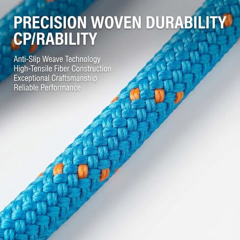 15-224 Double Braided Arborist Rope 0.55in. x 50ft. 8400 Lbs Breaking Strength Static Rope for Tree Work, Camping, Halyard, Swing, Sailing, Blue in Kuwait