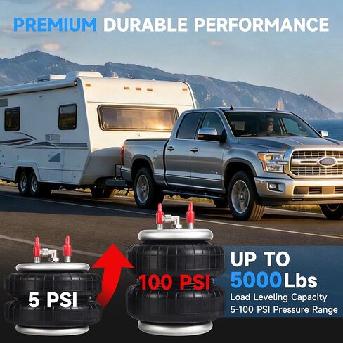 طقم تعليق هوائي خلفي لـ 2015-2025 Ford F150 2WD/4WD، أكياس زنبركية هوائية شديدة التحمل بوزن 5000 رطل، طقم تسوية سحب بدون مثقاب، بديل لـ Firestone 2582 in Kuwait