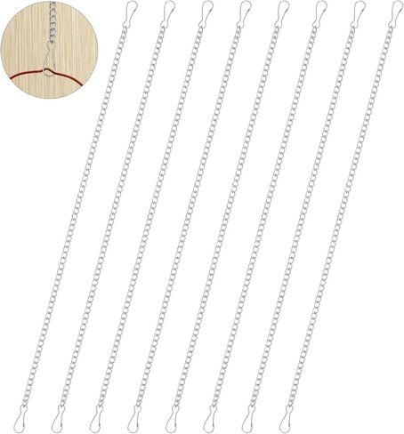 8 Pcs Hanging Chain for Stained Glass with Hooks, 20 Inch Silver Chain Hanging for Pictures, Windows, Adjustable Plant Hanging Kit for Planters, Lanterns & Wall Art Decor in Kuwait