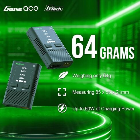 Gens ace Imars Mini G-Tech 60W Lipo Battery Charger - Eco Friendly Version(Not Include The USB-C Power Adapter) in Saudi Arabia
