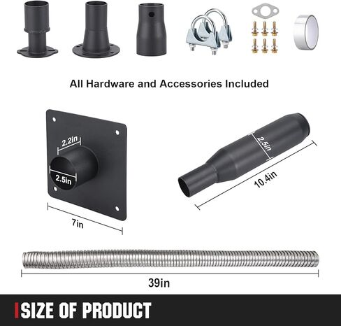 Generator Exhaust Extension Silencer Kit with Universal Stainless Muffler | Flex Pipe | Wall Plate Adapters | Safely Vents Reduces Noise | Compatible Most Portable Generators in Saudi Arabia