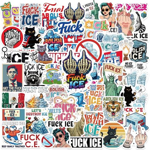 55 قطعة من ملصقات Abolish ICE - ملصقات Fuck ICE FDT No Human is Illegal Chinga La Migra الفينيل المقاومة للملصقات ذاتية اللصق - سهلة اللصق وقابلة للإزالة لممتص الصدمات للنافذة in Kuwait