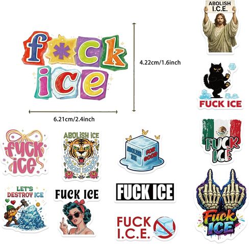 55 قطعة من ملصقات Abolish ICE - ملصقات Fuck ICE FDT No Human is Illegal Chinga La Migra الفينيل المقاومة للملصقات ذاتية اللصق - سهلة اللصق وقابلة للإزالة لممتص الصدمات للنافذة in Kuwait