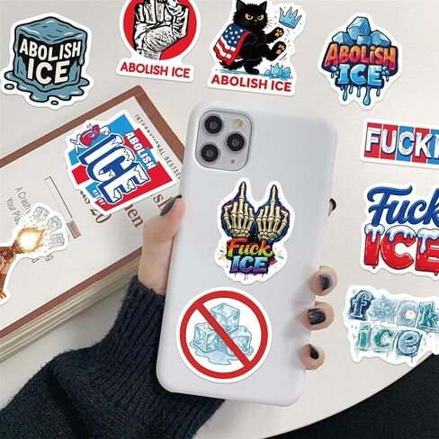 55 قطعة من ملصقات Abolish ICE - ملصقات Fuck ICE FDT No Human is Illegal Chinga La Migra الفينيل المقاومة للملصقات ذاتية اللصق - سهلة اللصق وقابلة للإزالة لممتص الصدمات للنافذة in Kuwait