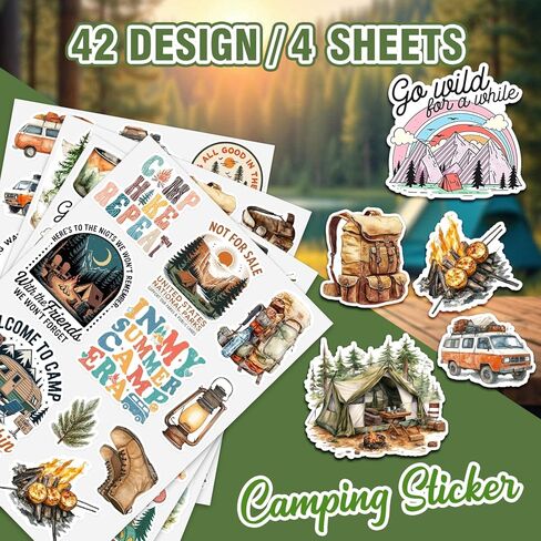 50PCS Outdoor Adventure Stickers, Travel Camping Stickers for Kids Family Waterproof Vinyl Nature Sticker for Water Bottles Phone Luggage Car Bike Scrapbooking Journaling in Saudi Arabia