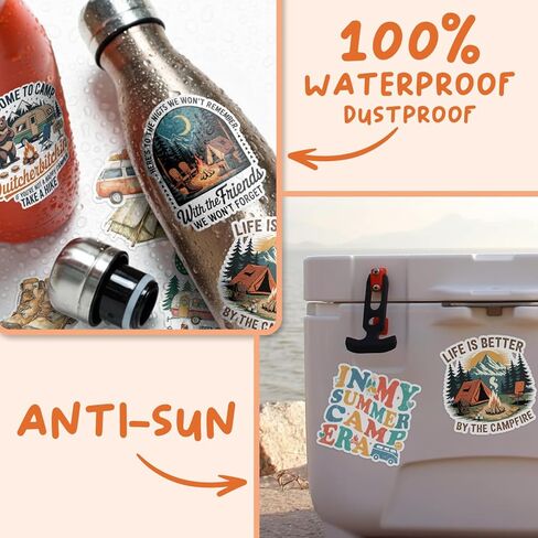 50PCS Outdoor Adventure Stickers, Travel Camping Stickers for Kids Family Waterproof Vinyl Nature Sticker for Water Bottles Phone Luggage Car Bike Scrapbooking Journaling in Saudi Arabia