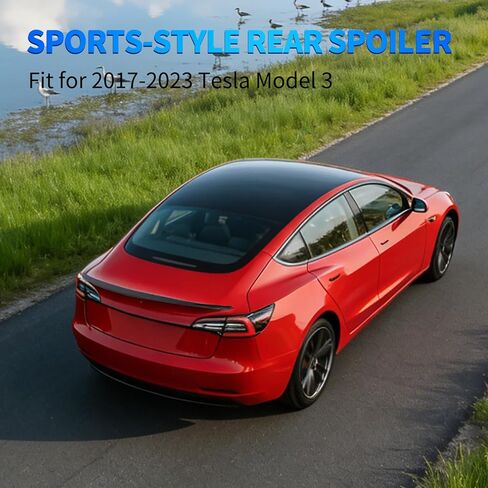 Nilight Spoiler Fit for Tesla Model 3 2017-2023 Spoilers for Cars Rear Spoiler Wing Sporty Appearance Rear Trunk Lip Exterior Accessories No-Drill Installation ABS Carbon Fiber Pattern, Glossy Black in Kuwait
