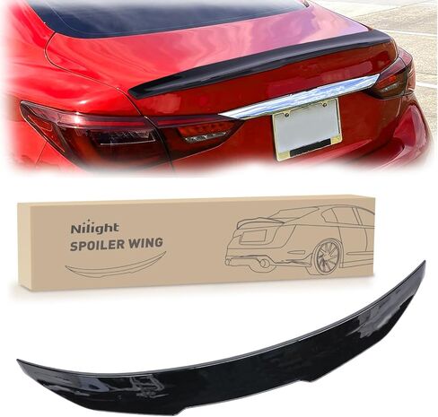Nilight Spoiler Fit for Tesla Model 3 2017-2023 Spoilers for Cars Rear Spoiler Wing Sporty Appearance Rear Trunk Lip Exterior Accessories No-Drill Installation ABS Carbon Fiber Pattern, Glossy Black in Kuwait