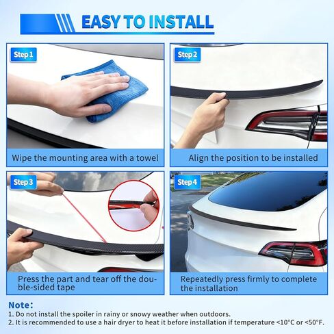 Nilight Spoiler Fit for Tesla Model 3 2017-2023 Spoilers for Cars Rear Spoiler Wing Sporty Appearance Rear Trunk Lip Exterior Accessories No-Drill Installation ABS Carbon Fiber Pattern, Glossy Black in Kuwait