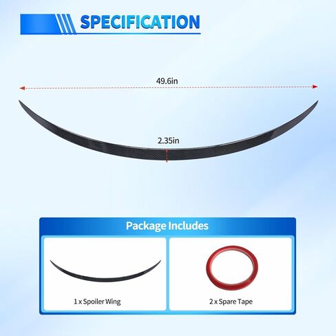 Nilight Spoiler Fit for Tesla Model 3 2017-2023 Spoilers for Cars Rear Spoiler Wing Sporty Appearance Rear Trunk Lip Exterior Accessories No-Drill Installation ABS Carbon Fiber Pattern, Glossy Black in Kuwait