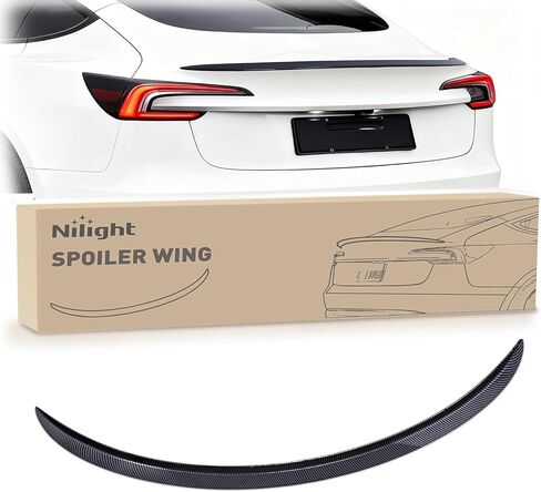 Nilight Spoiler Fit for Tesla Model 3 2017-2023 Spoilers for Cars Rear Spoiler Wing Sporty Appearance Rear Trunk Lip Exterior Accessories No-Drill Installation ABS Carbon Fiber Pattern, Glossy Black in Kuwait