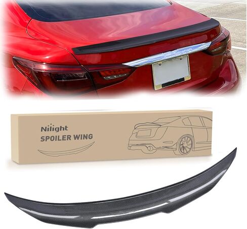 Nilight Spoiler Fit for Tesla Model 3 2017-2023 Spoilers for Cars Rear Spoiler Wing Sporty Appearance Rear Trunk Lip Exterior Accessories No-Drill Installation ABS Carbon Fiber Pattern, Glossy Black in Kuwait