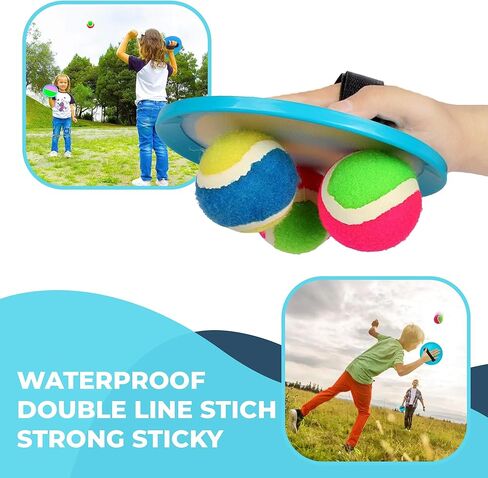Kids Toys Toss and Catch Ball Game Set, Classic Outdoor Games with 4 Paddles 4 Balls and 1 Storage Bag, Beach Games, Yard Games, Kids Birthday Gift for 3 4 5 6 7 8 9 10 Year Old Boys Girls in Saudi Arabia