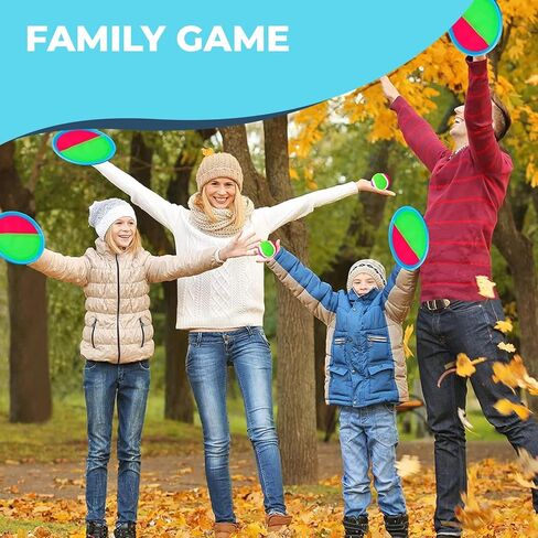 Kids Toys Toss and Catch Ball Game Set, Classic Outdoor Games with 4 Paddles 4 Balls and 1 Storage Bag, Beach Games, Yard Games, Kids Birthday Gift for 3 4 5 6 7 8 9 10 Year Old Boys Girls in Saudi Arabia