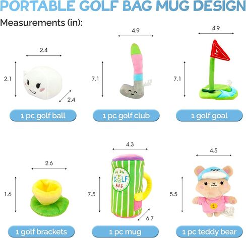 مجموعة هدايا Skywin My First Golf Bag، لعبة جولف للأطفال من عمر 0 ​​إلى 3 سنوات، مجموعة ألعاب تنموية وحسية مكونة من 6 قطع، بما في ذلك نادي الجولف القطيفة، كرة، كوب، هدف، دمية دب ودعامة - حمام مثالي للأطفال in Kuwait