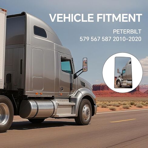 Passenger Upper Mirror Glass Replacement for Peterbilt 579 567 587, Right RH Side View Mirror Glass with Heated Function - OE Style Mirrors Part in Saudi Arabia