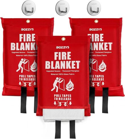 Fire Blanket 3-Pack | Fiberglass Prepared Fire Suppression | 40"x40" Fire Blankets Emergency for Home and Kitchen in Saudi Arabia