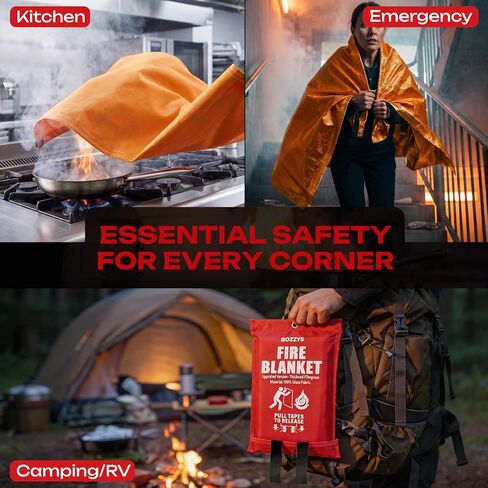 Fire Blanket 3-Pack | Fiberglass Prepared Fire Suppression | 40"x40" Fire Blankets Emergency for Home and Kitchen in Saudi Arabia
