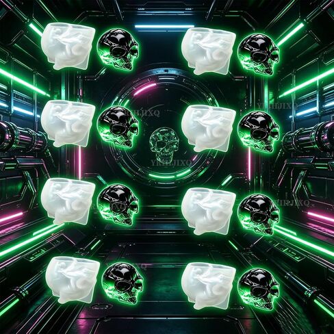 8Pcs 3D Aliens Resin Mold Head Skull Silicone Molds for Resin Epoxy Casting Molds with Keychain Rings,for DIY Halloween Charms,Gothic Pendants in Saudi Arabia