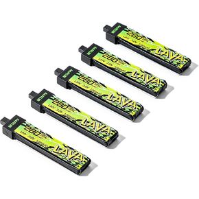 BETAFPV 5pcs Lava II 280mAh 1S Battery 3.8V 95C LiHV Battery with BT2.0 Connector, Compatible with 1S Tiny Whoop Drone Quadcopter Like Cetus FPV Kit, Air65, Meteor65 Pro 1S Brushless Drones in Kuwait