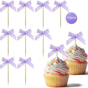 40Pcs Pink Bow Cupcake Toppers,Bow Cake Toppers for Pink Themed Birthday Party Decorations,Baby Shower and Wedding in Saudi Arabia
