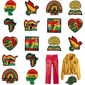 16 PCS Juneteenth Iron on Patches, June 19th African Americans Embroidered Patches, Happy Black Freedom Independence Day Sew on Applique for Hats, Jeans, Clothes, Bags, DIY Craft Projects in Kuwait