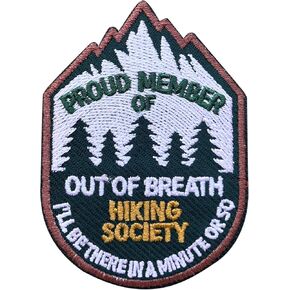 Out of Breath Hiking Society 3 Inches Embroidery Patch, Iron On/Sew On Travel Embroidered Applique Patch, Travel Patches, Fabric Patches for Clothes Backpacks Hats, DIY Accessories Gifts in Kuwait