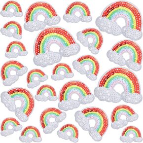 Remagr 24 Pcs Sequin Iron on Patches Glitter Patches Embroidered Decorative DIY Crafts Accessories for Clothing Bags Jackets Jeans Hats Backpacks Costume (Red,Blue,White,4 Sizes,USA Star) in Kuwait
