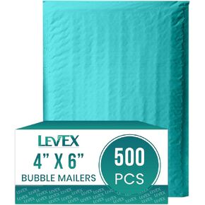 Levex - #0000 4" x 6" [500 Pack] Teal Poly Bubble Mailers, Padded Envelope Mailers, Packing Envelope & Mailing Bags for Shipping in Saudi Arabia