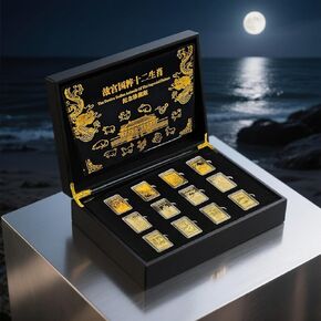 12pcs / Set Golden Chinese Zodiac Commemorative Medals from the Forbidden City, Exquisite Collectibles for Gifting (Christmas, Birthday) & Decor in Saudi Arabia
