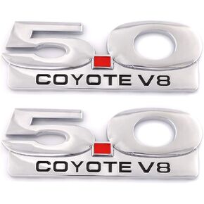 2PCS 5.0 Coyote V8 Emblem Decal Replacement for F150 Fx4 Mustang GT Metal Right/Left/Tailgate Badge Car Truck Accessories (Black) in Saudi Arabia