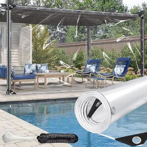 Clear Tarp 6.5x6.5ft Clear Tarps Heavy Duty Water Resistant,20Mil Thickened Transparent Tear Resistant PVC Vinyl Tarpaulin Enclosurewith Grommets and Reinforced Edges for Patio,Porch and Outdoor in Saudi Arabia