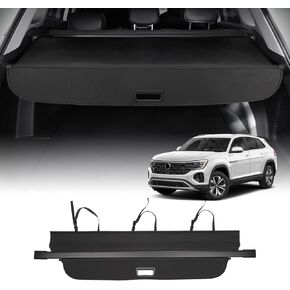 Powerty مناسب فقط لغطاء الشحن VW Volkswagen Atlas 2018-2023 2024 غطاء أمتعة البضائع القابل للسحب (إصدار محدث: لا يوجد فجوة) (غير مناسب لـ Atlas Cross Sport) in Saudi Arabia