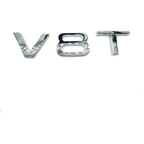 V8T Emblem for AUD Car Styling Fender Side Badge Discharge Logo Sticker (Silver) in Saudi Arabia