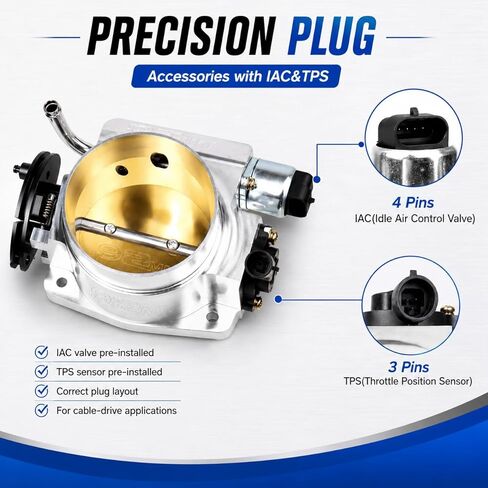 92MM Fuel Injection Throttle Body for GM Gen III LS1 LS2 LS3 LS6 LS7 SX LS LSX Intake Manifold with TPS Throttle Position Sensors 4 Bolt Aluminum - Drive by Wire (Silver) in Saudi Arabia