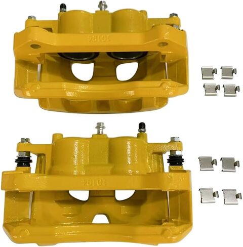18B5404 18B5405 مكابح قرصية أمامية مع دعامة للسائق وزوج جانبي للراكب لسيارة Ford F-150 2012-2020 لسيارة Ford Lobo 2011-2013 V8 6.2L Ford Lobo 2015-2017 أصفر in Kuwait