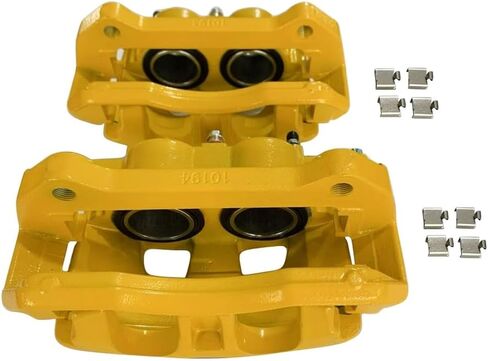 18B5404 18B5405 مكابح قرصية أمامية مع دعامة للسائق وزوج جانبي للراكب لسيارة Ford F-150 2012-2020 لسيارة Ford Lobo 2011-2013 V8 6.2L Ford Lobo 2015-2017 أصفر in Kuwait