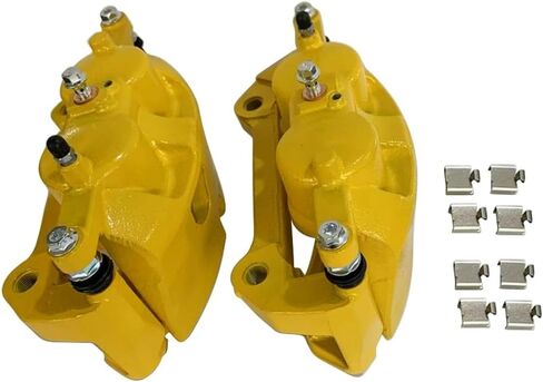 18B5404 18B5405 مكابح قرصية أمامية مع دعامة للسائق وزوج جانبي للراكب لسيارة Ford F-150 2012-2020 لسيارة Ford Lobo 2011-2013 V8 6.2L Ford Lobo 2015-2017 أصفر in Kuwait