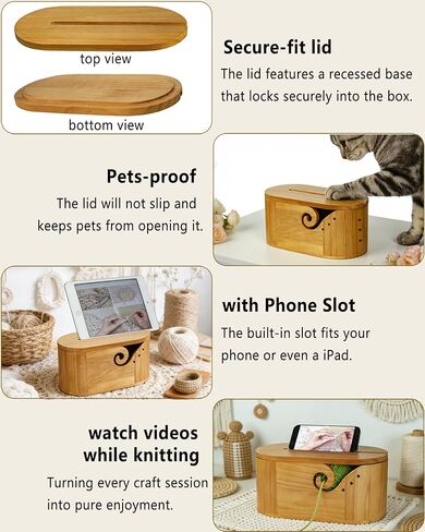 Large Oval Wooden Yarn Bowl for crocheting,Handmade Yarn Holder Storage for Knitting,Anti-tangle crochet organizer Set with Knitting Accessories,Gifts for Crocheters Knitters Mothers Christmas in Saudi Arabia