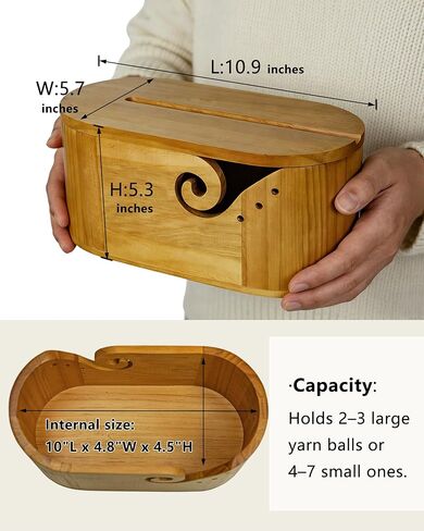 Large Oval Wooden Yarn Bowl for crocheting,Handmade Yarn Holder Storage for Knitting,Anti-tangle crochet organizer Set with Knitting Accessories,Gifts for Crocheters Knitters Mothers Christmas in Saudi Arabia