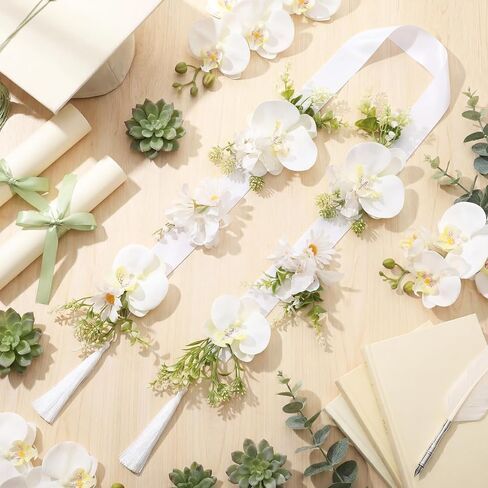 Suncalla Flower Graduation Leis 2026 Hawaiian Leis مع شرابة للنساء كبار الاستوائية فالاينوبسيس أوركيد وزنبق تهنئة التخرج لفئة 2026 Grad Luau Party Grad ديكورات in Kuwait