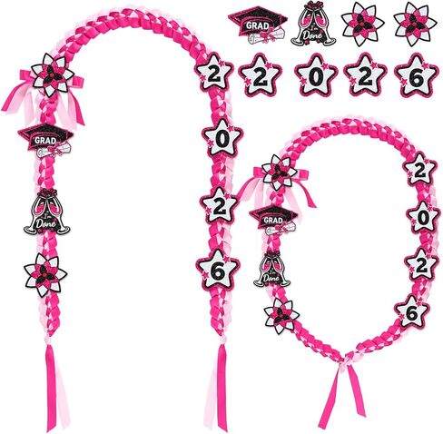 Graduation Leis 2026، Graduation Money Lei 2026 مع 8 رقع لامعة مصنوعة يدويًا من شريط مضفر مصنوع يدويًا لتزيين حفلات التخرج وعناصر أفكار (أزرق وذهبي) in Kuwait