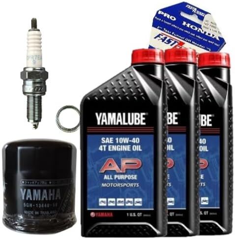 مجموعة تغيير زيت OEM مع قابس شرارة متوافقة مع Yamaha Kodiak وGrizzly 700 YFM700R (2007-2024)، 10W-40AP-5GH-214-3901 in Kuwait