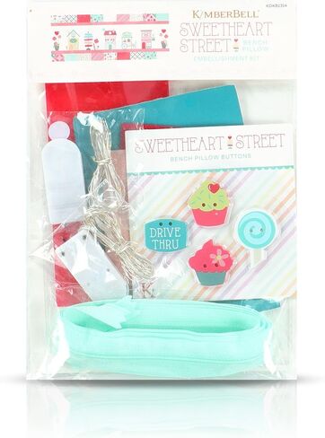 Kimberbell Sweetheart Street Embellishment Kit – Coordinating Supplies for 16" x 38" Valentine Bench Pillow – Includes Buttons, Vinyl, and Decorative Details for 5x7 Hoop Embroidery in Kuwait