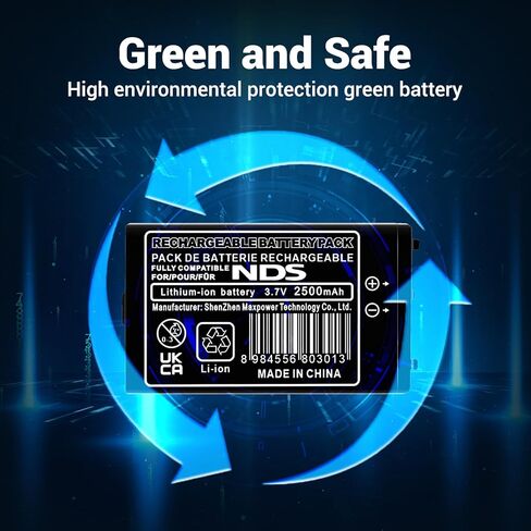 NTR-003 Battery, (2026 New Version) 2500mAh Ultra High Capacity Li-ion Battery Replacement for Nintendo DS NDS Game Console NTR-001 Battery, with Repair Tool Kit (Not for DSi, DSi XL, DSi LL) in Kuwait