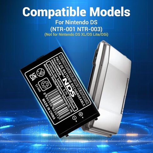 NTR-003 Battery, (2026 New Version) 2500mAh Ultra High Capacity Li-ion Battery Replacement for Nintendo DS NDS Game Console NTR-001 Battery, with Repair Tool Kit (Not for DSi, DSi XL, DSi LL) in Kuwait